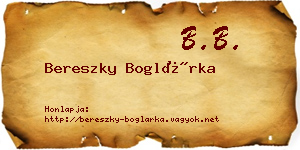 Bereszky Boglárka névjegykártya